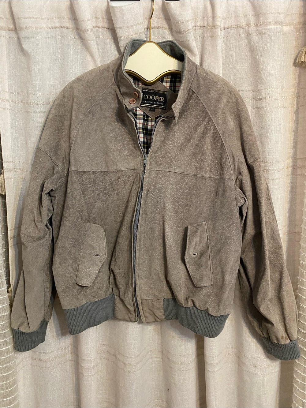 Genuine Pigskin Suede Bomber Jacket - XL - Vintage - COOPER